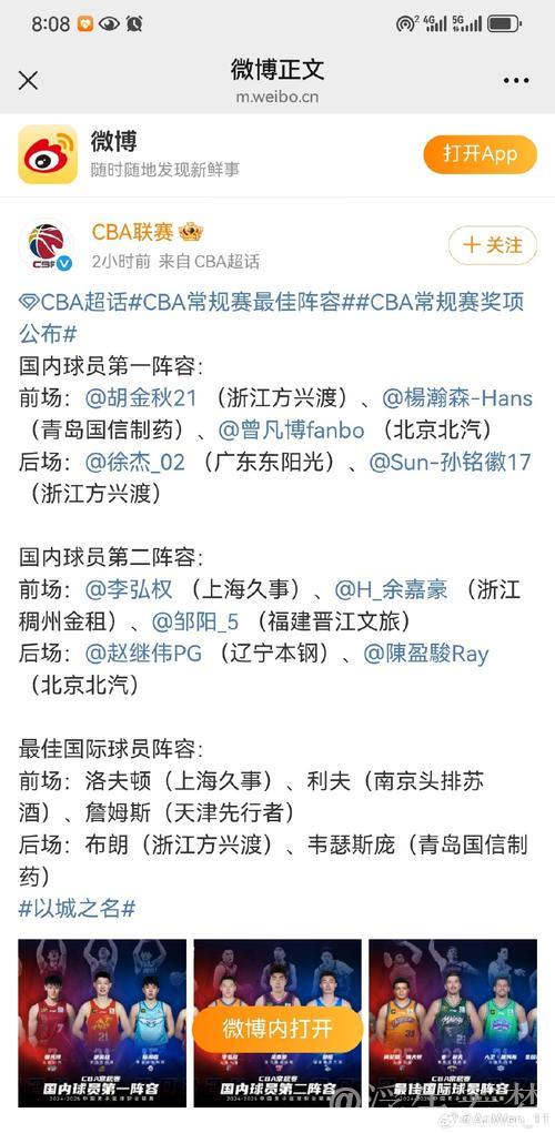 CBA揭晓本赛季常规赛各项荣誉 CBA揭晓本赛季常规赛各项荣誉